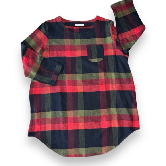 Cellebie Ladies L Plaid Long Sleeve Loose Pocket Swing Tunic - Picture 1 of 5